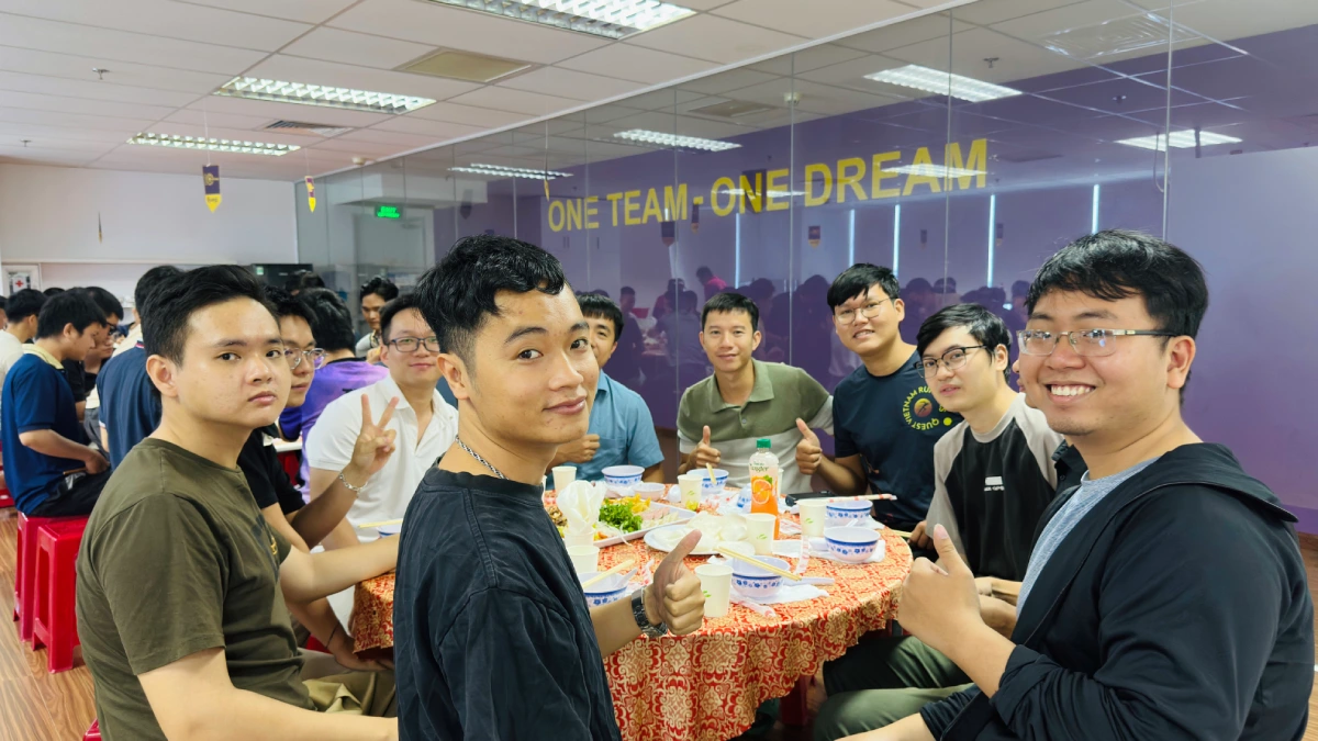 Gathering of colleagues sharing a lunch