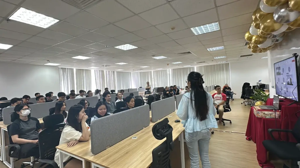 Team session in an open office setting