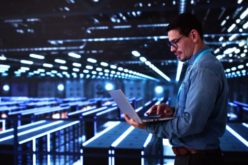 Engineer managing data center
