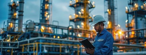 Refinery worker night operations