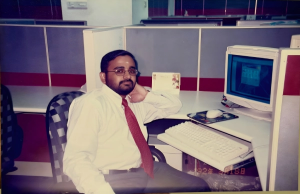 Murugan Infront of the Old Monitor